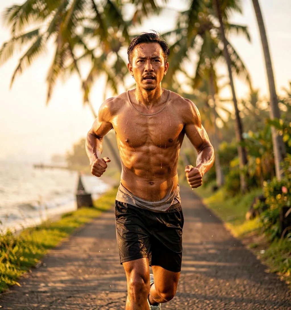 Active Indonesian man during training