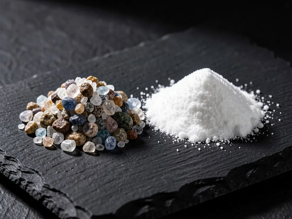 Clean label mineral ingredients on dark surface